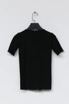 BASERANGE Ruffled Ribbed Cotton T-Shirt BAS-TTO3-RB-000-HEI Black TTO3-RB-000